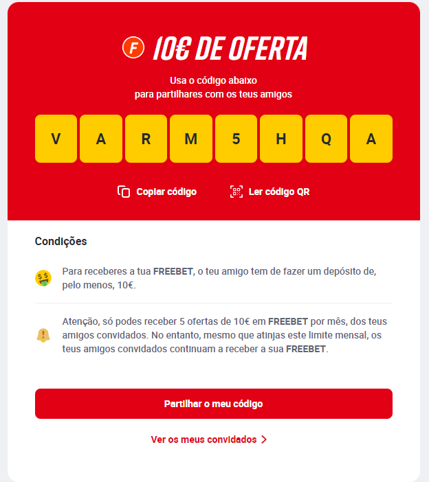 Betclic convidar amigos